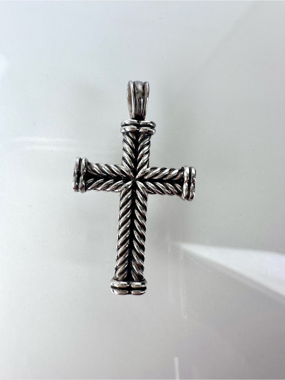 Y2K David Yurman Sterling Silver Cable Cross Pendant Signed 925